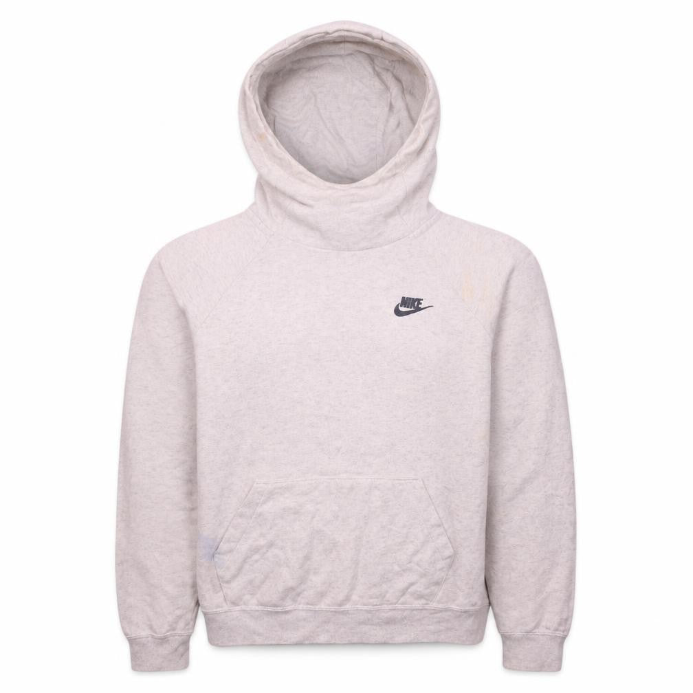 Front view of Nike Men's Beige Pullover Hoodie Small Fleece Logo Sweatshirt