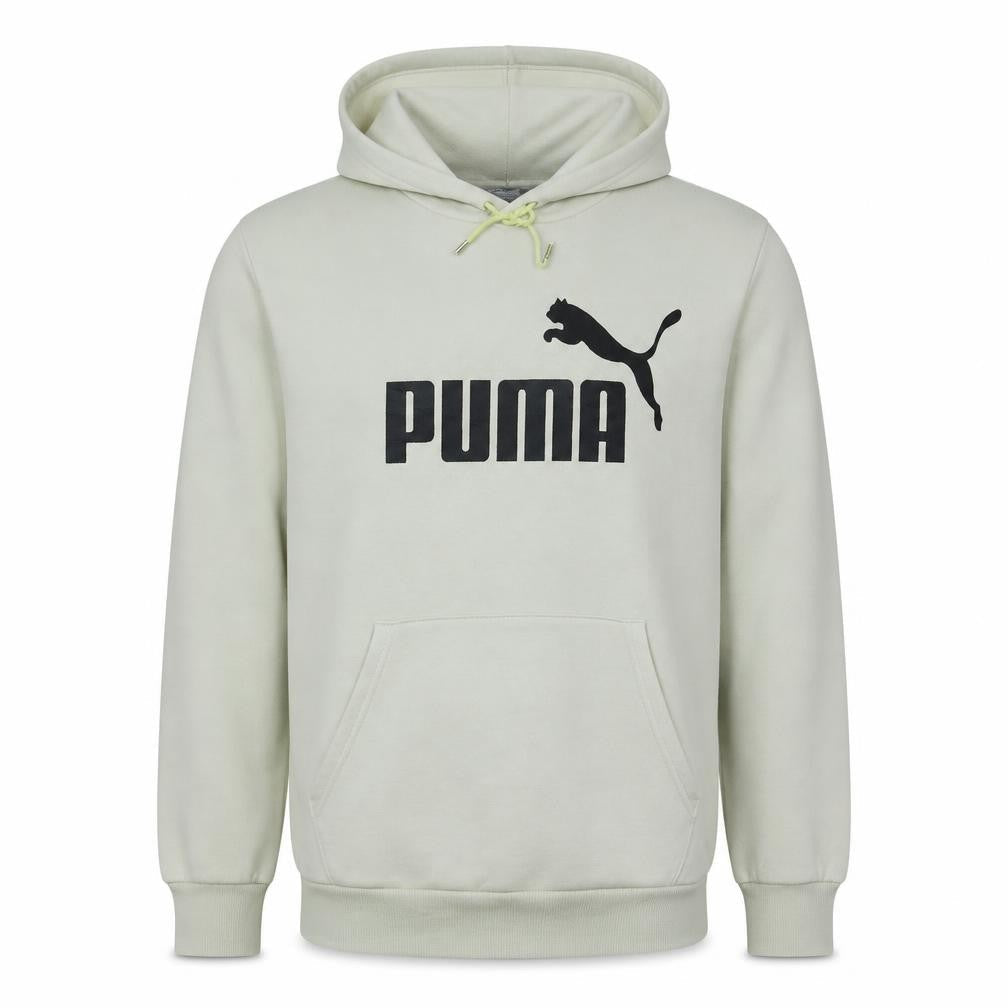 Puma Men’s Beige Pullover Hoodie 2XL Fleece Logo Sweatshirt