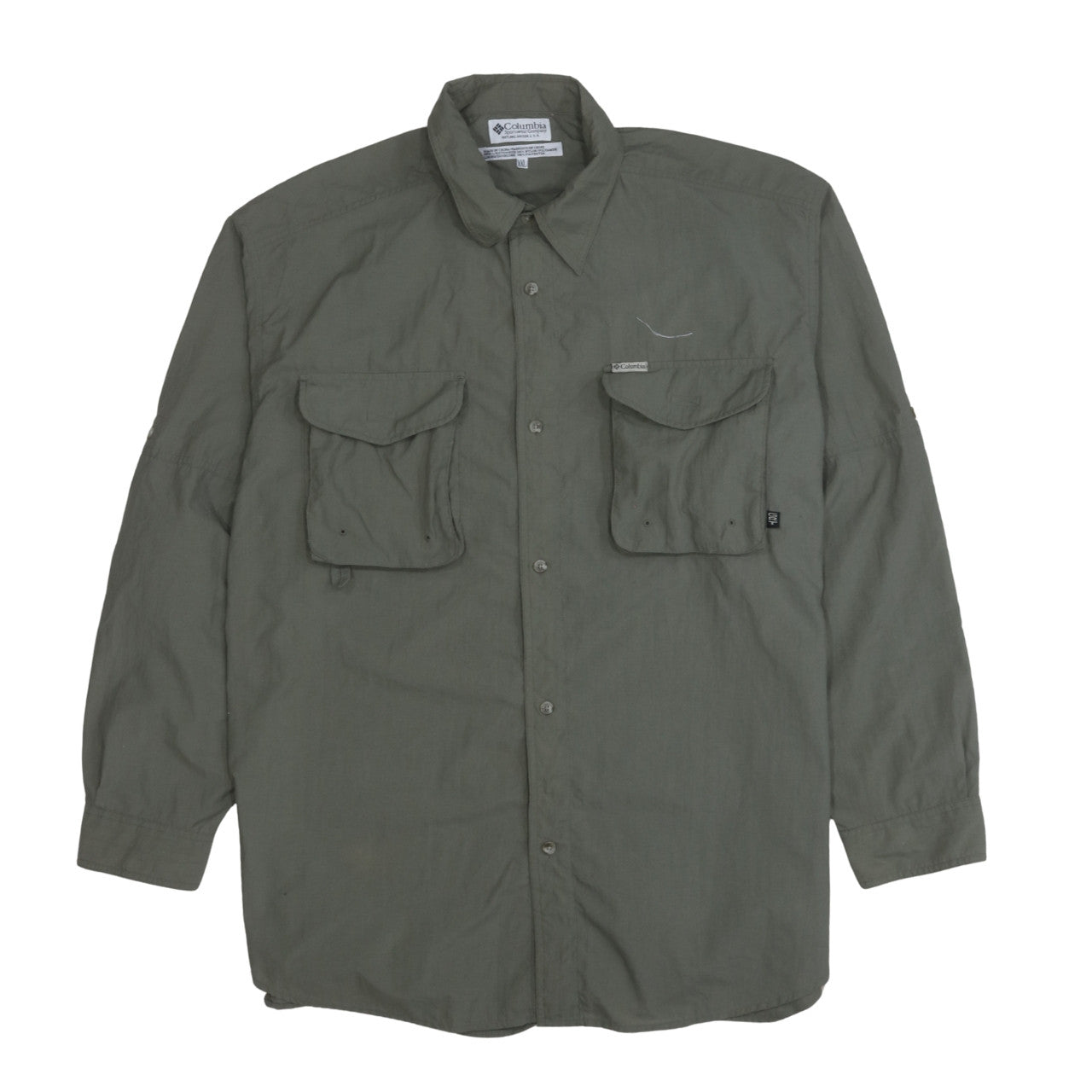 Columbia Men's Green Nylon Button-Up Long Sleeve Outdoor Shirt XXL