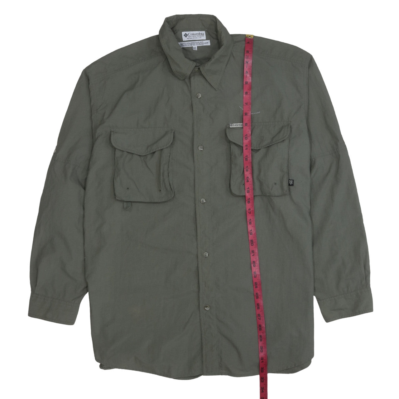 Columbia Men's Green Nylon Button-Up Long Sleeve Outdoor Shirt XXL