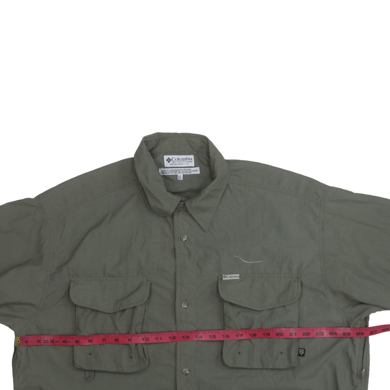 Columbia Men's Green Nylon Button-Up Long Sleeve Outdoor Shirt XXL