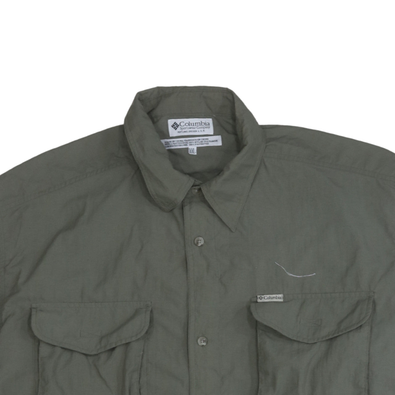 Columbia Men's Green Nylon Button-Up Long Sleeve Outdoor Shirt XXL