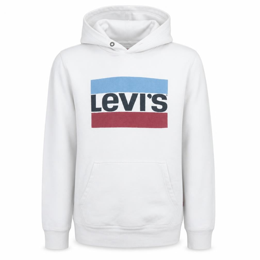 Levi's Men's White Small Pullover Hoodie with Logo Print