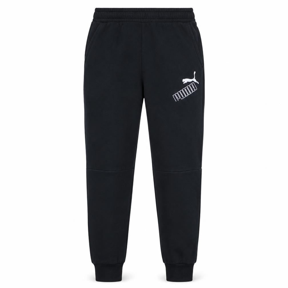Front view of Puma Men's Black Joggers Medium Regular Fit Casual Sweatpants