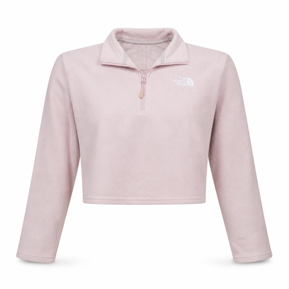 Front view of The North Face Women Pink Fleece Pullover Sweatshirt Small 1/4 Zip