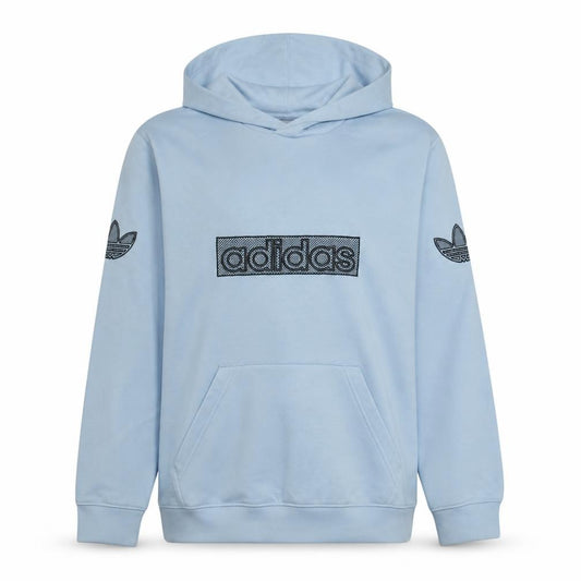 Adidas Mens Blue Pullover Hoodie Medium Logo Graphic Sweatshirt