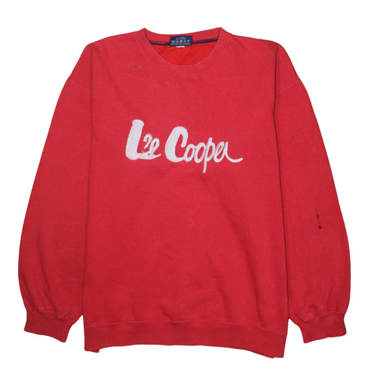 Lee Cooper Men's Red Crew Neck Pullover Sweatshirt L Retro Logo