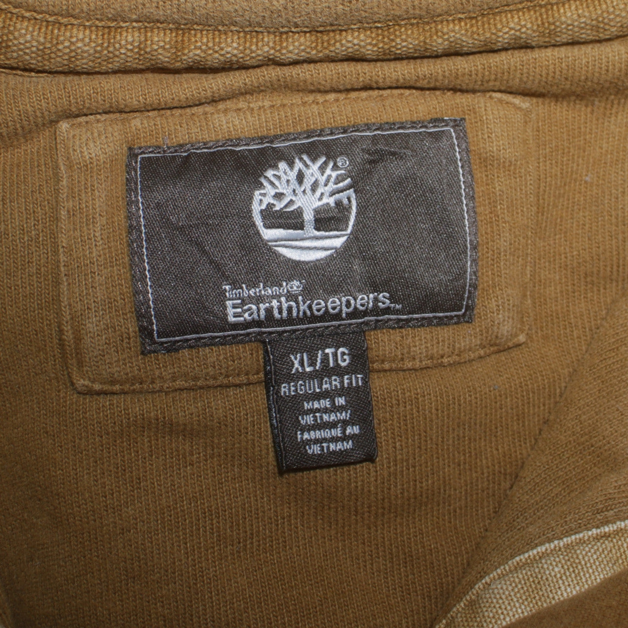 Timberland Earthkeepers Men’s Brown XL Henley Sweatshirt Quilted Shoulder