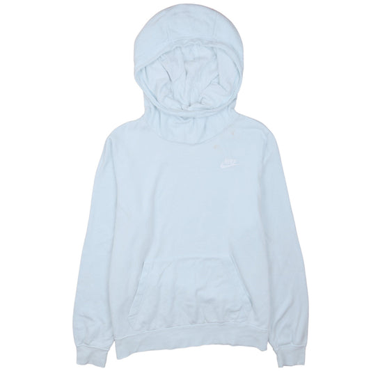 Nike Womens Blue Pullover Hoodie Medium Casual Lined Cotton Blend