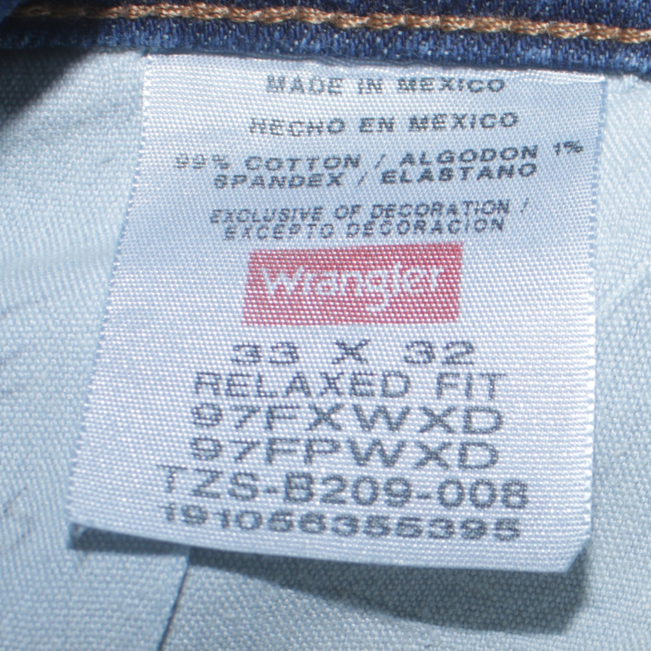 Wrangler Men's Blue Relaxed Fit Straight Leg Jeans 38W 32L Denim Classic