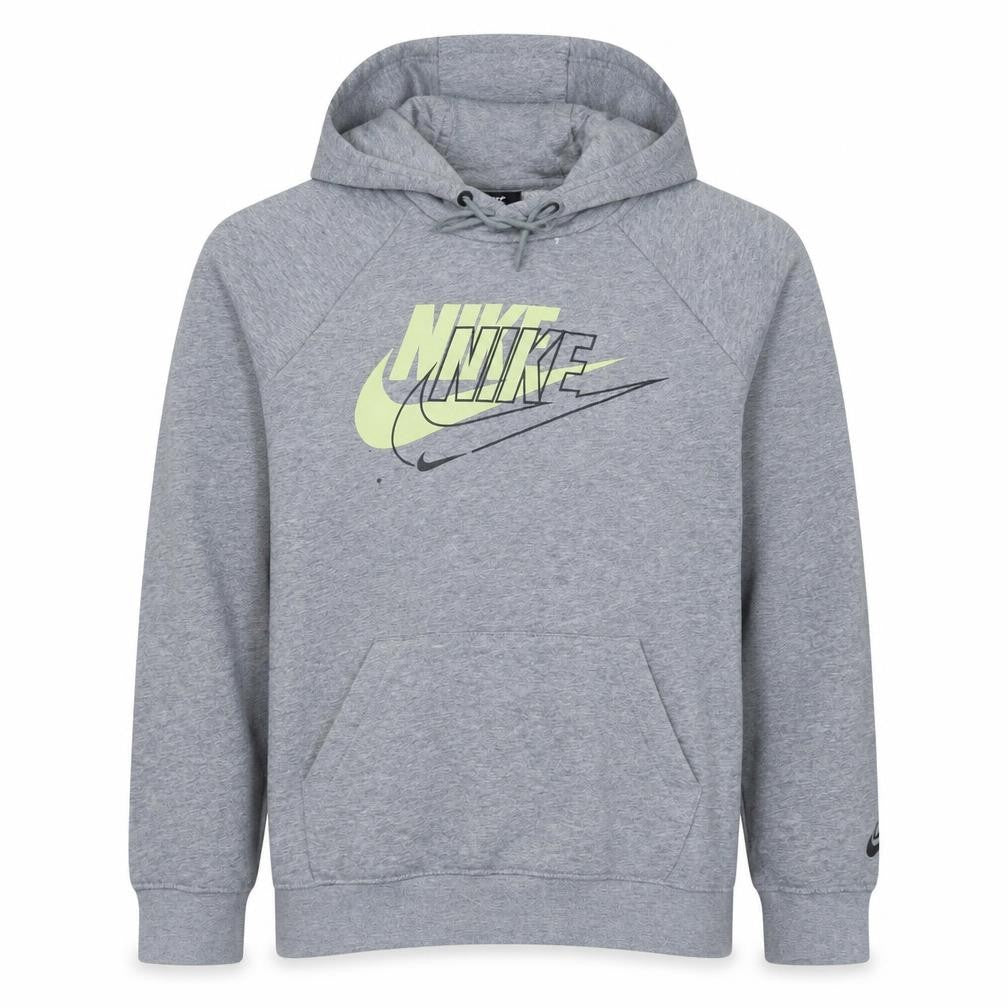Front view of Nike Men's Grey Logo Pullover Hoodie, size M