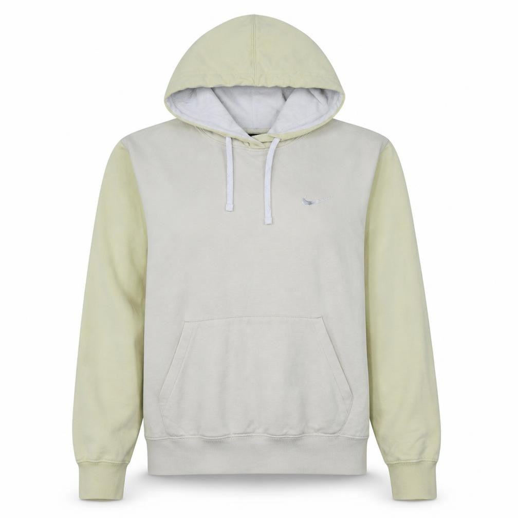 Front view of Nike Women Beige & Yellow Pullover Hoodie Small Cotton Blend