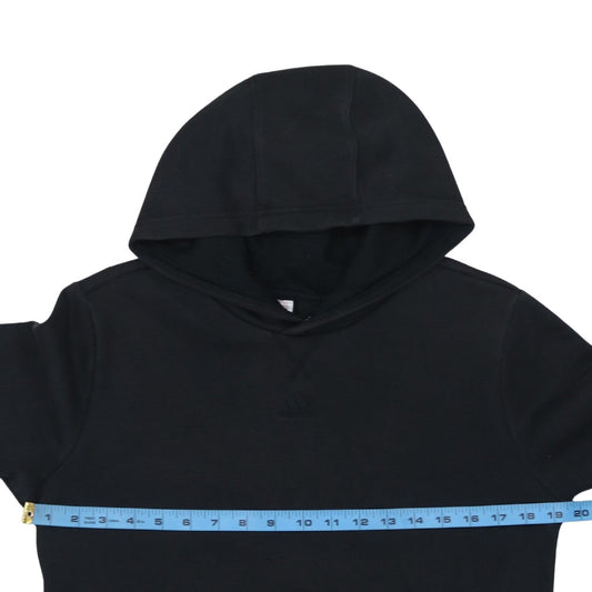 Adidas Boys Black Pullover Hoodie - Size 13-14 Years Cotton Blend
