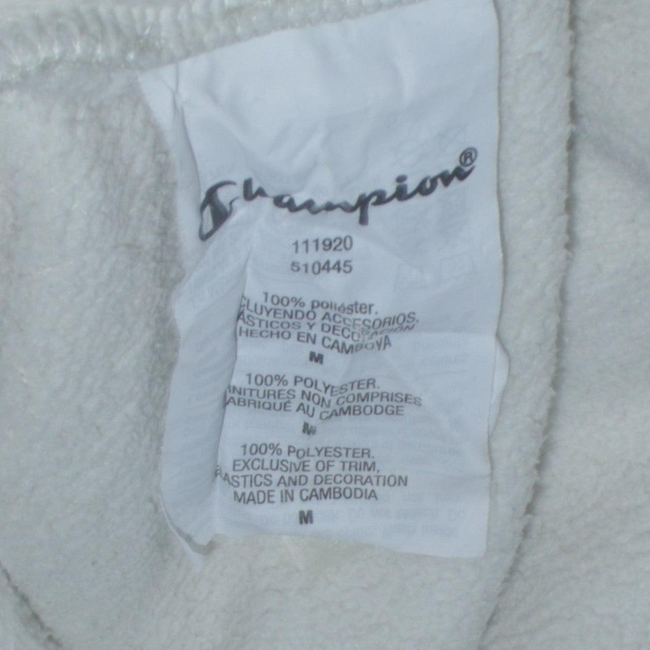 Champion Women's White Pullover Hoodie Medium Fleece Logo Sweatshirt