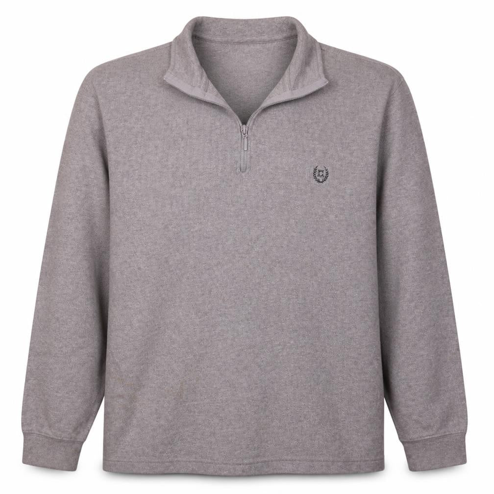 Chaps Men's Grey 1/4 Zip Cotton Sweatshirt Size L Regular Fit