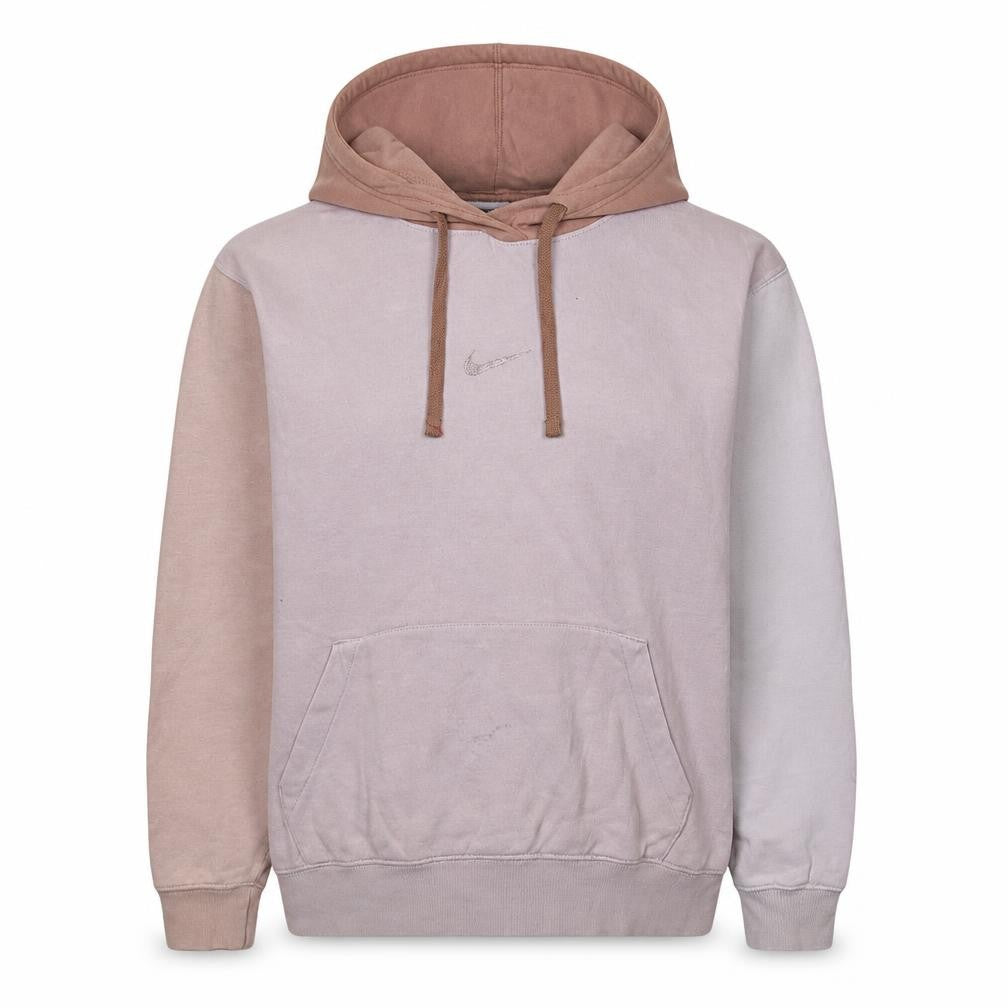 Front view of Nike Women’s Beige Colourblock Pullover Hoodie, size S