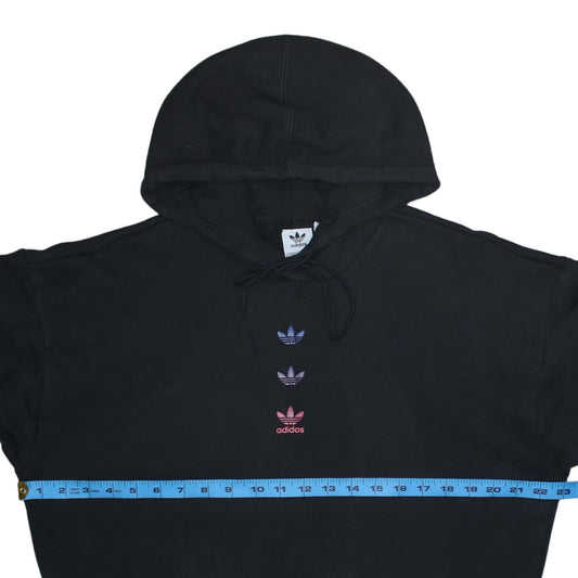 Adidas Womens Black Hooded Pullover Sweatshirt Size 10 Classic Fit