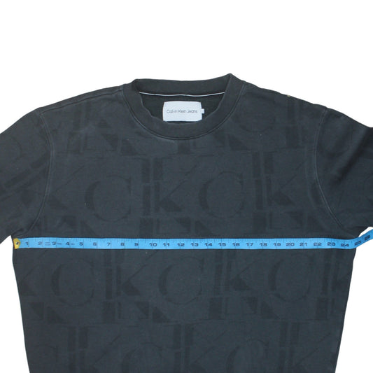 Calvin Klein Jeans Men's Black Logo Sweatshirt M Regular Fit