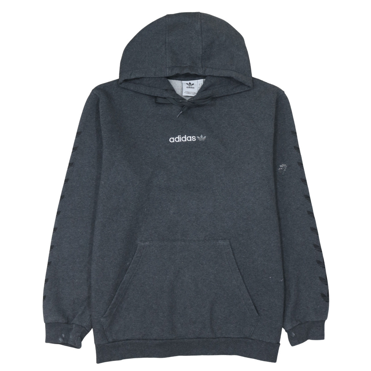 Adidas Men’s Grey XL Pullover Hoodie with Logo and Pockets