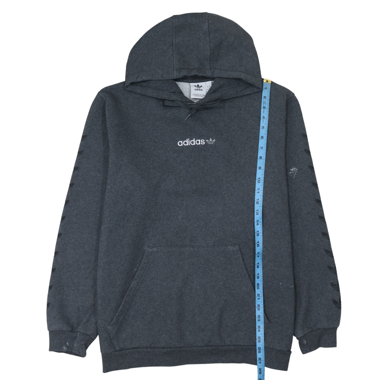 Adidas Men’s Grey XL Pullover Hoodie with Logo and Pockets