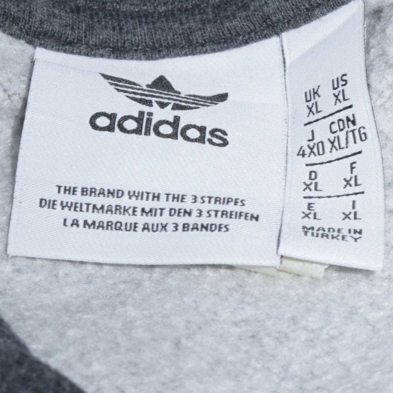 Adidas Men’s Grey XL Pullover Hoodie with Logo and Pockets