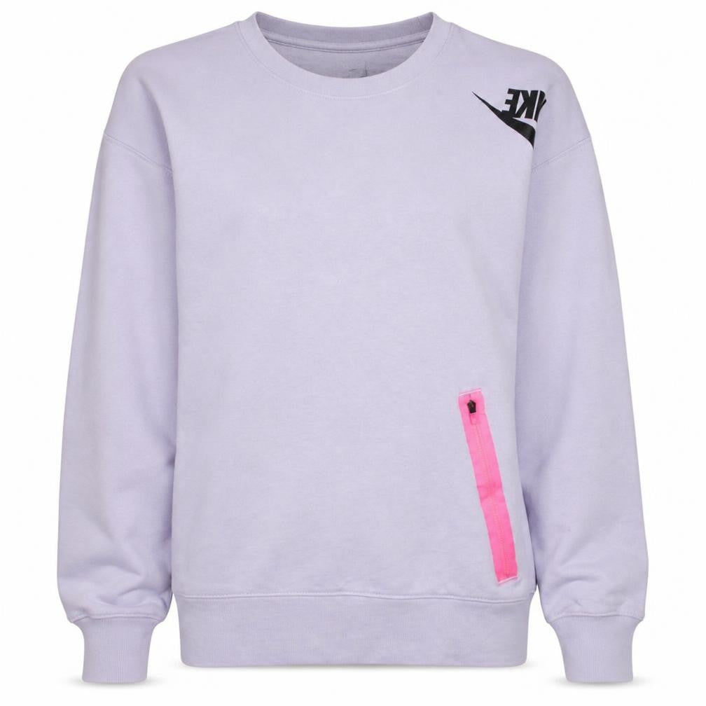 Front view of Nike women’s lilac sweatshirt small crew neck long sleeve pullover