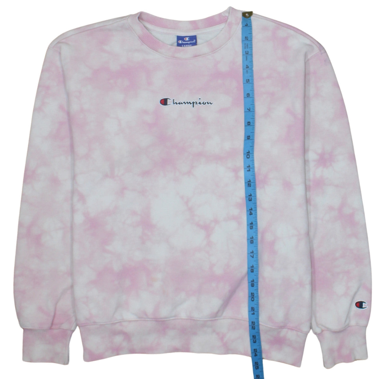 Champion Women Pink Tie Dye Pullover Sweatshirt Size L Cotton Blend