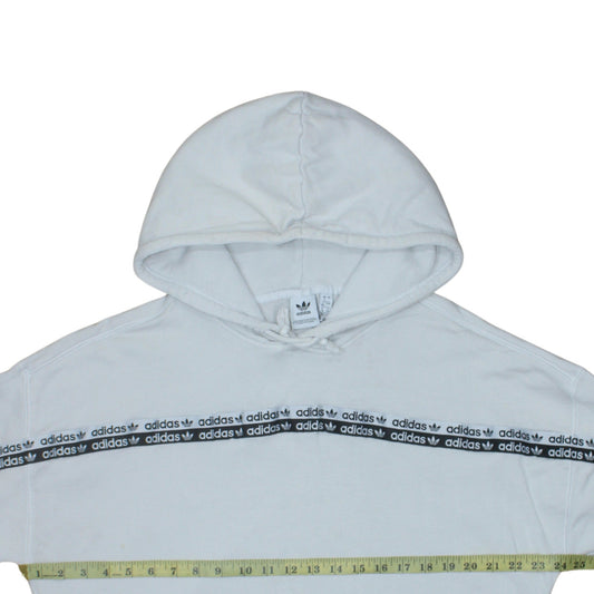 Adidas Womens White Pullover Hoodie Size 12 Long Sleeve Logo Design
