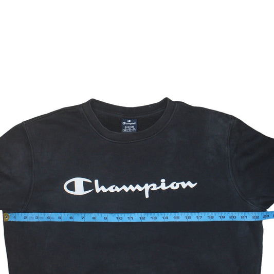 Champion Men's Black Medium Pullover Crew Neck Logo Sweatshirt
