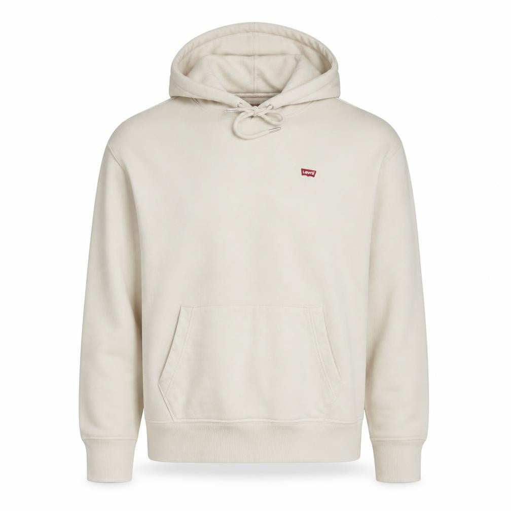 Levi's Men's Beige Pullover Hoodie L Regular Fit Logo Fleece