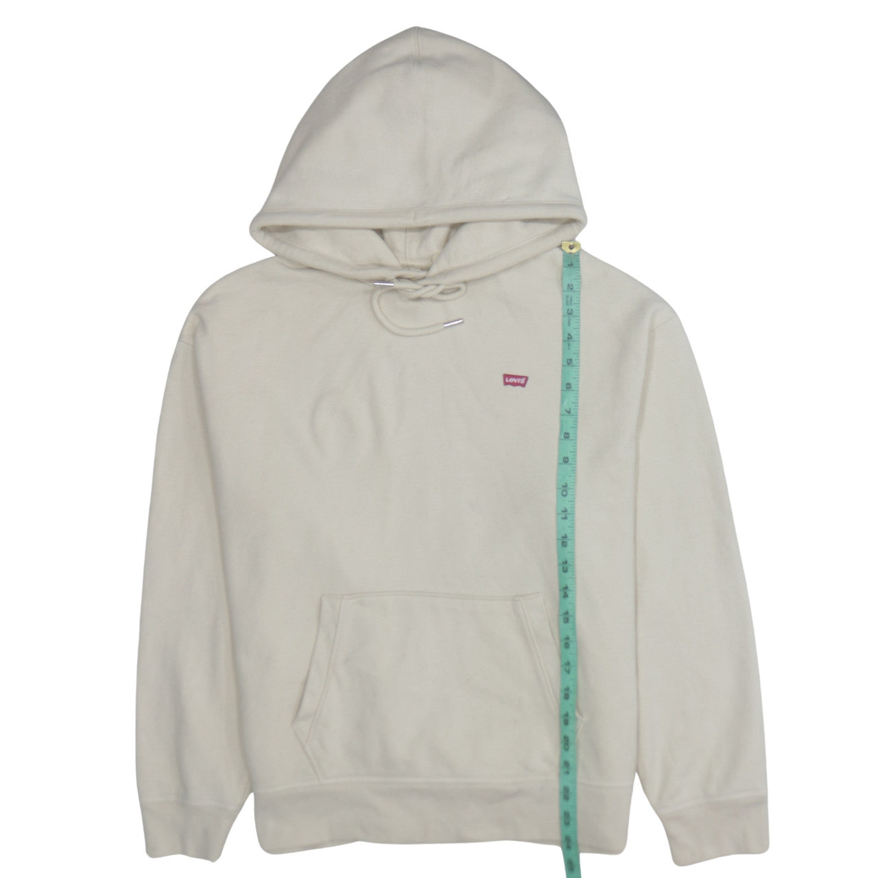 Levi's Men's Beige Pullover Hoodie L Regular Fit Logo Fleece