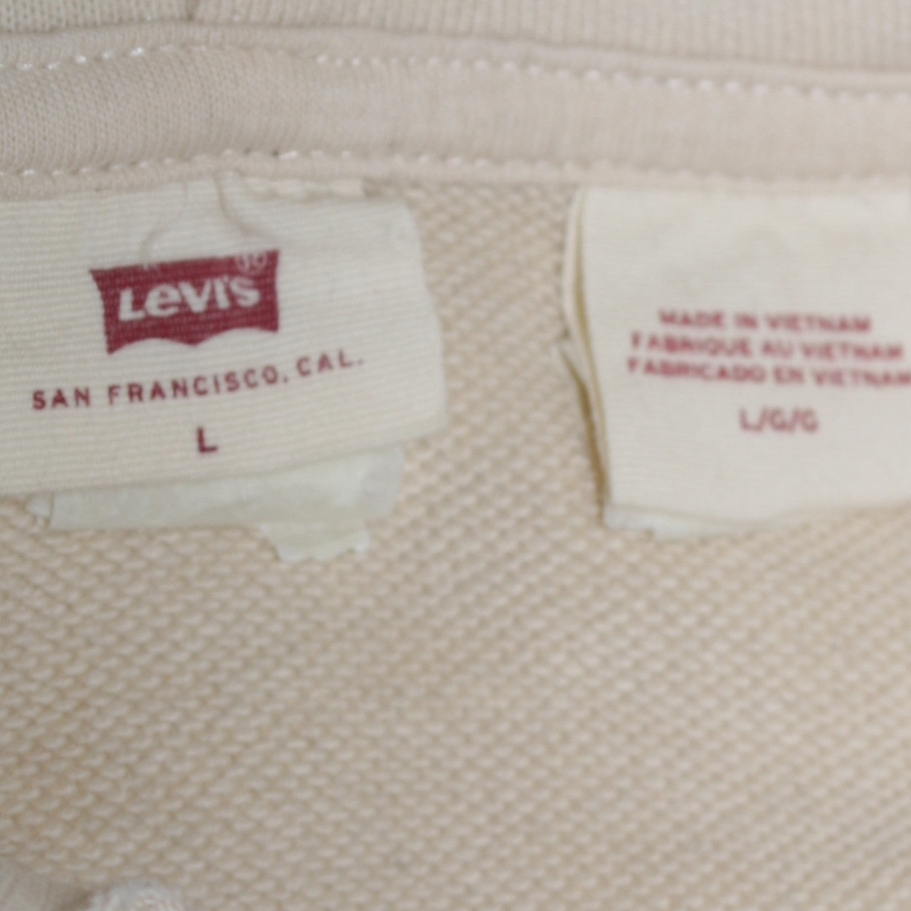 Levi's Men's Beige Pullover Hoodie L Regular Fit Logo Fleece