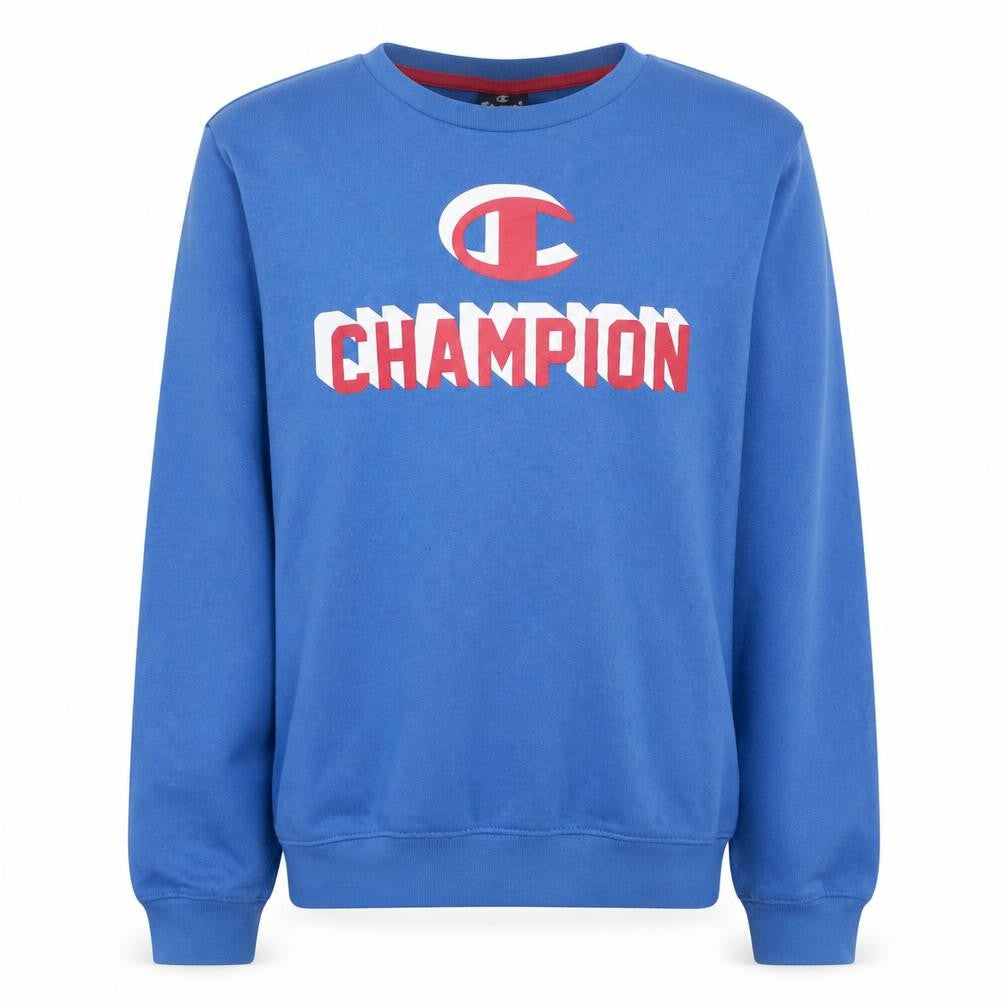 Champion Boys Blue 2XL Pullover Sweatshirt 15-16 Years Cotton Blend Logo Print