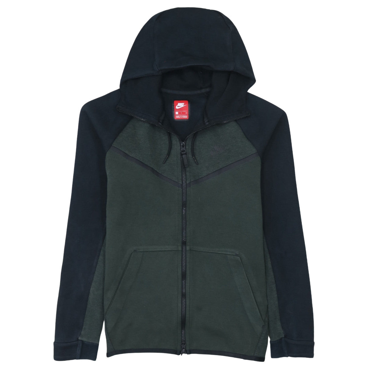 Additional front view of Nike Men's Green Full Zip Hoodie, size S, Regular Fit