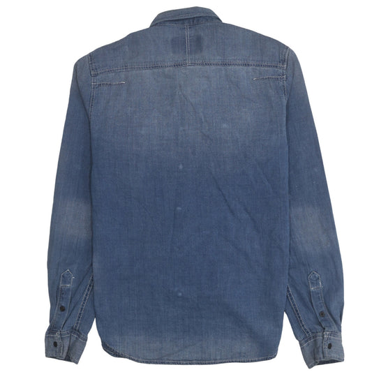 Superdry Men's Blue Denim Long Sleeve Button-Up Shirt M