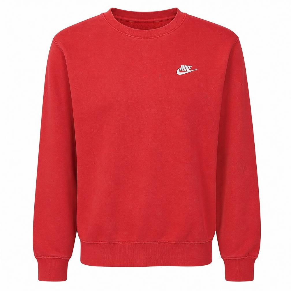 Front view of Nike Men's Red XS Pullover Crew Neck Fleece Sweatshirt
