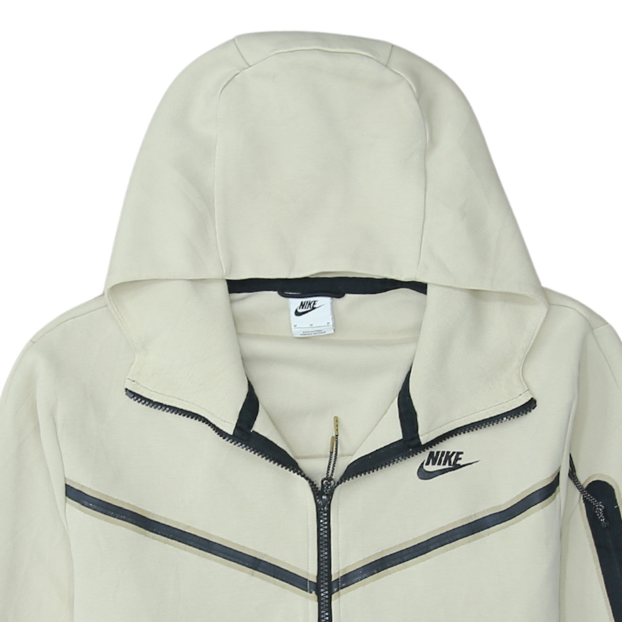 Nike Men's Beige Full Zip Hoodie M - Logo Hooded Sweatshirt