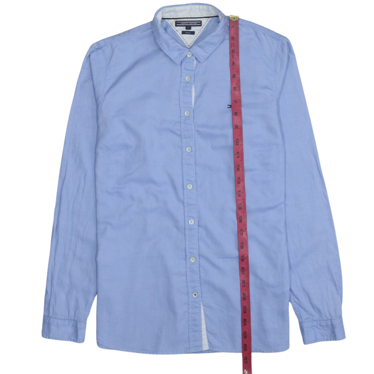 Tommy Hilfiger Men's Blue Slim Fit Long Sleeve Cotton Button-Up Shirt M