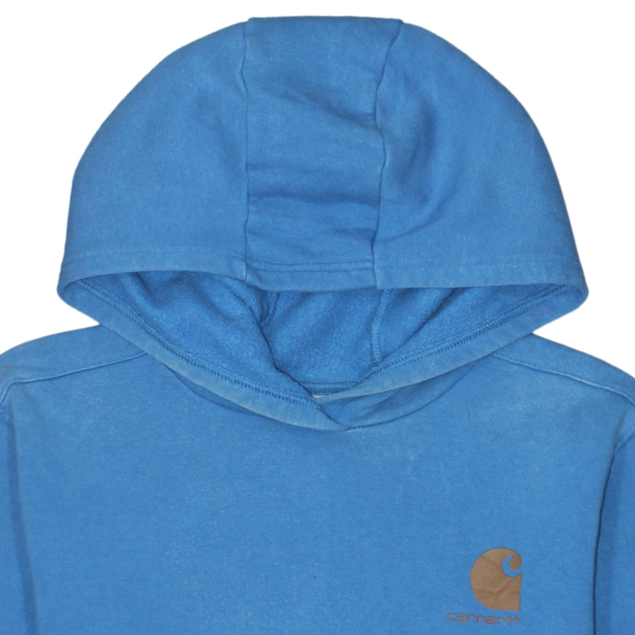Carhartt Teens Blue Pullover Hoodie Logo Print Size 14 Slim