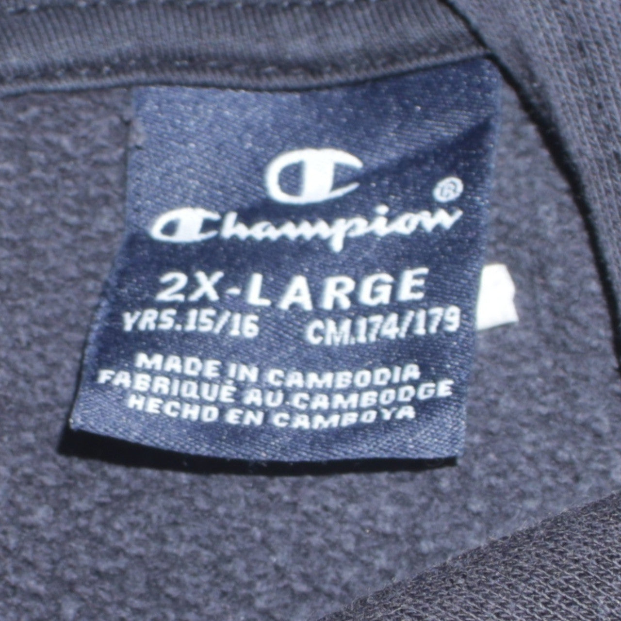 Champion Black 2XL Teens Hoodie Pullover Cotton Blend Logo Sleeve Print