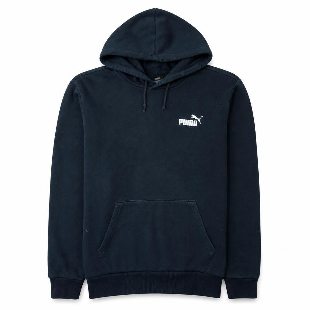 Front view of Puma Men's Black Pullover Hoodie, size M, Regular Fit Fleece