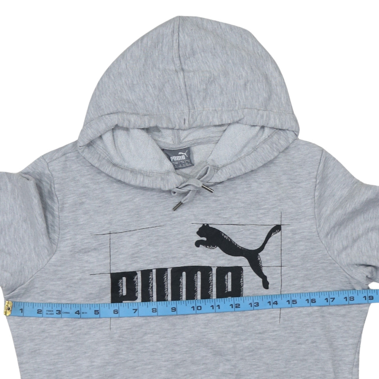 Puma Womens Grey Hoodie Large Pullover Logo Cotton Blend Casual