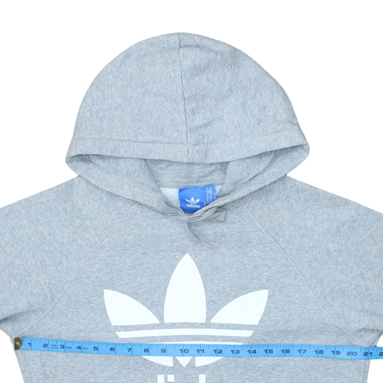 adidas Mens Grey Pullover Hoodie M Logo Fleece Sweatshirt