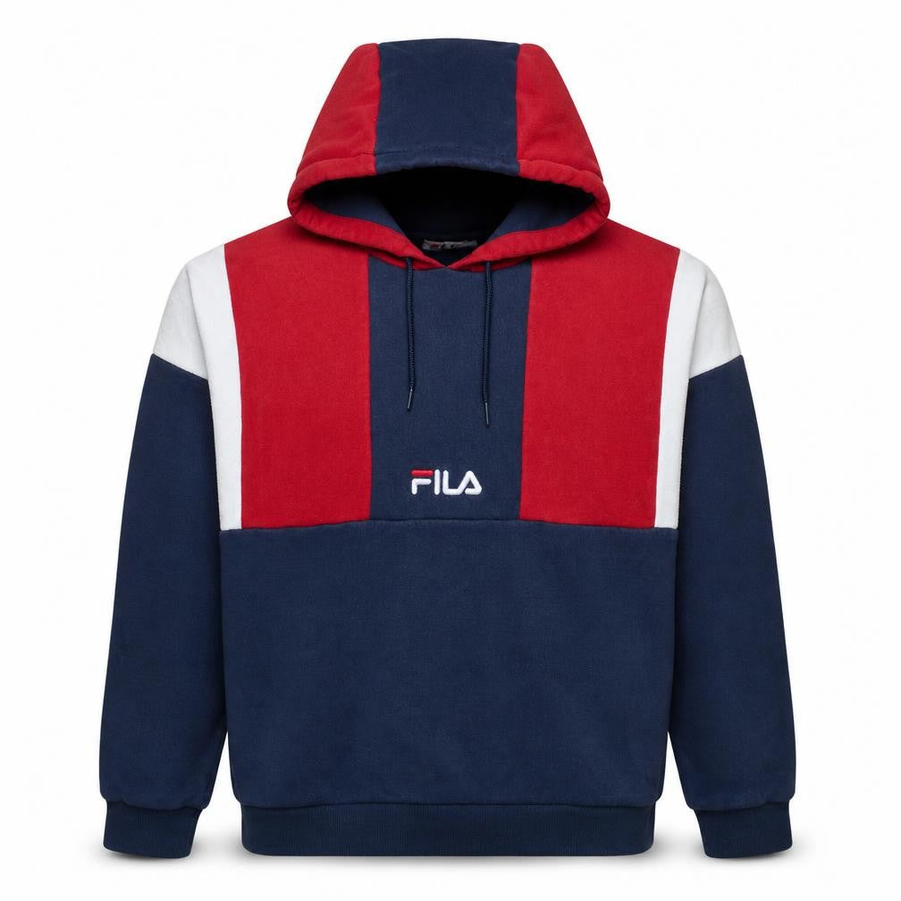 Front view of Fila Men’s Multicoloured Pullover Hoodie L Retro Sportswear