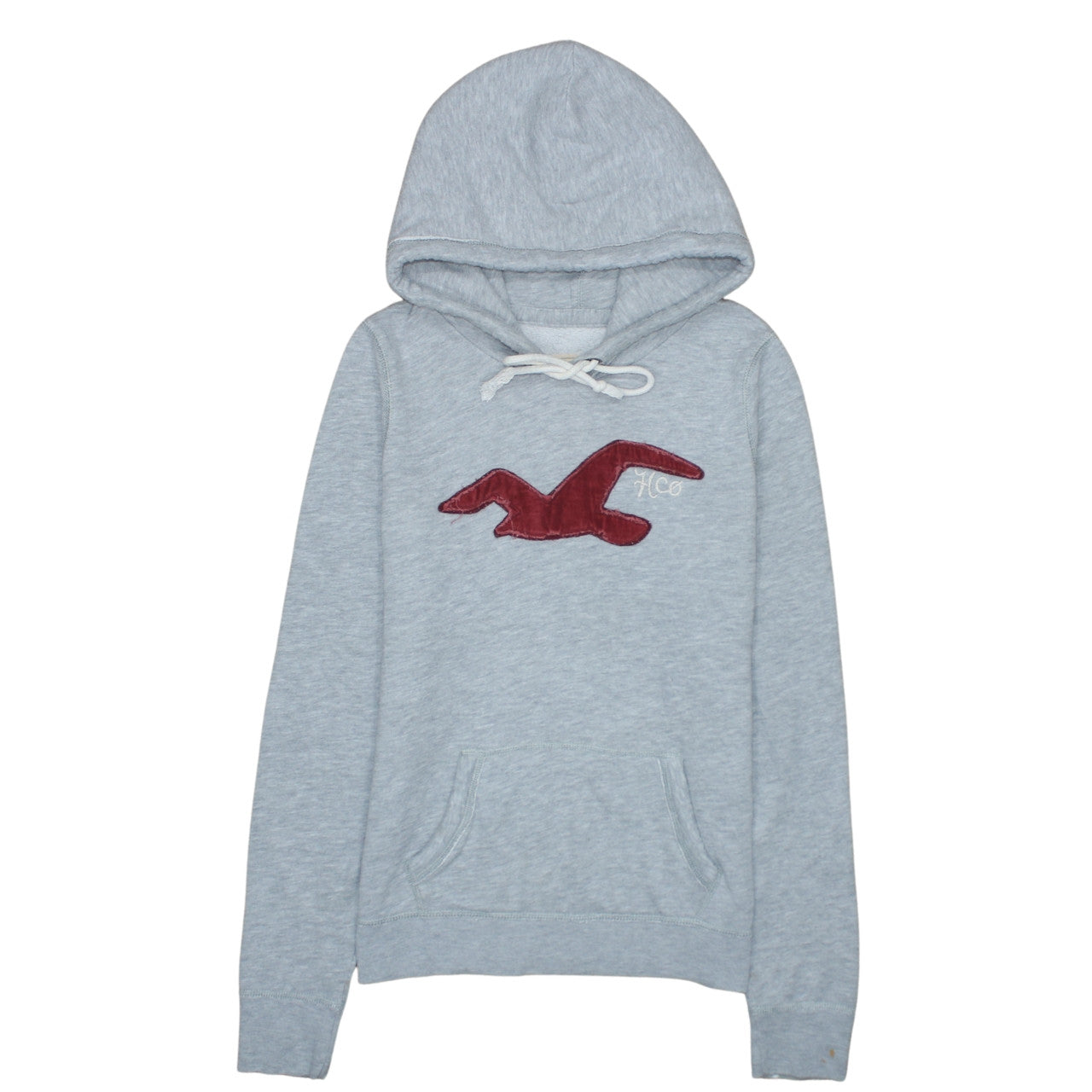 Hollister Men’s Grey Pullover Hoodie L Logo Embroidered Classic Style