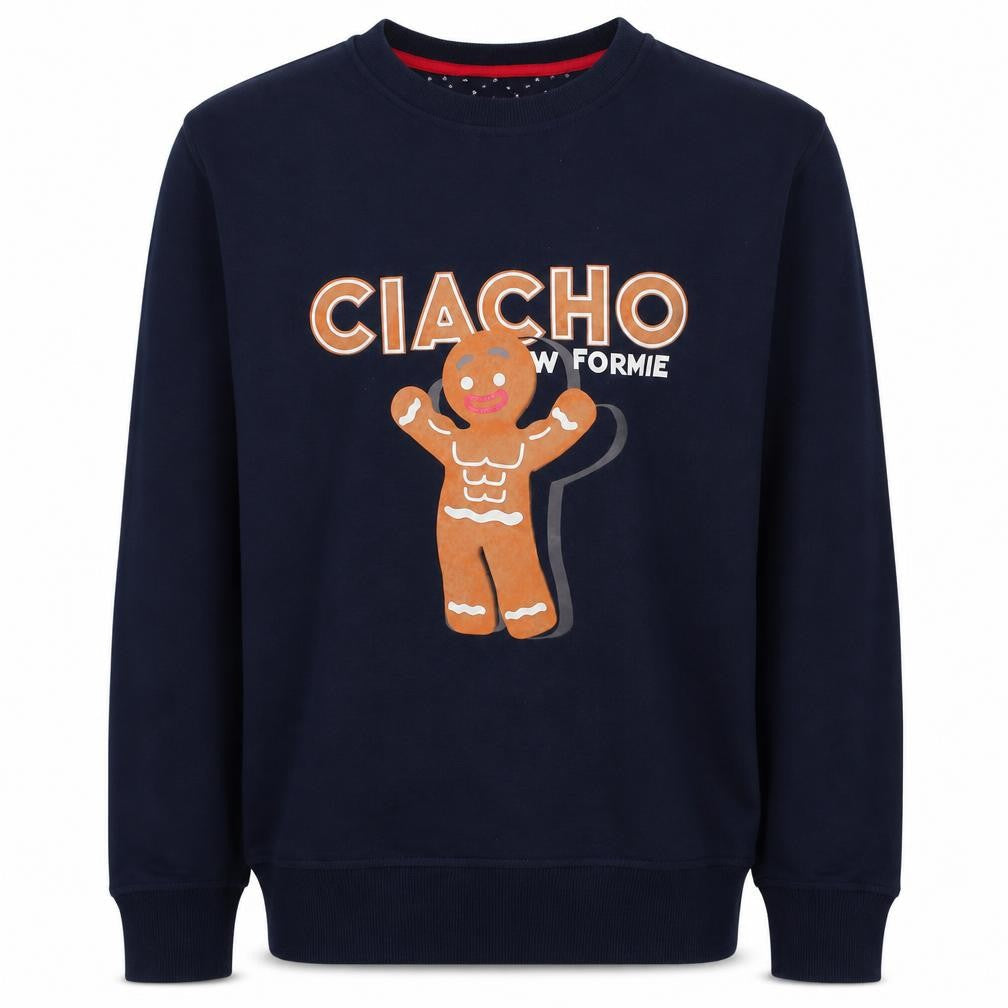 RESERVED Men's Blue XL Christmas Gingerbread Graphic Sweatshirt