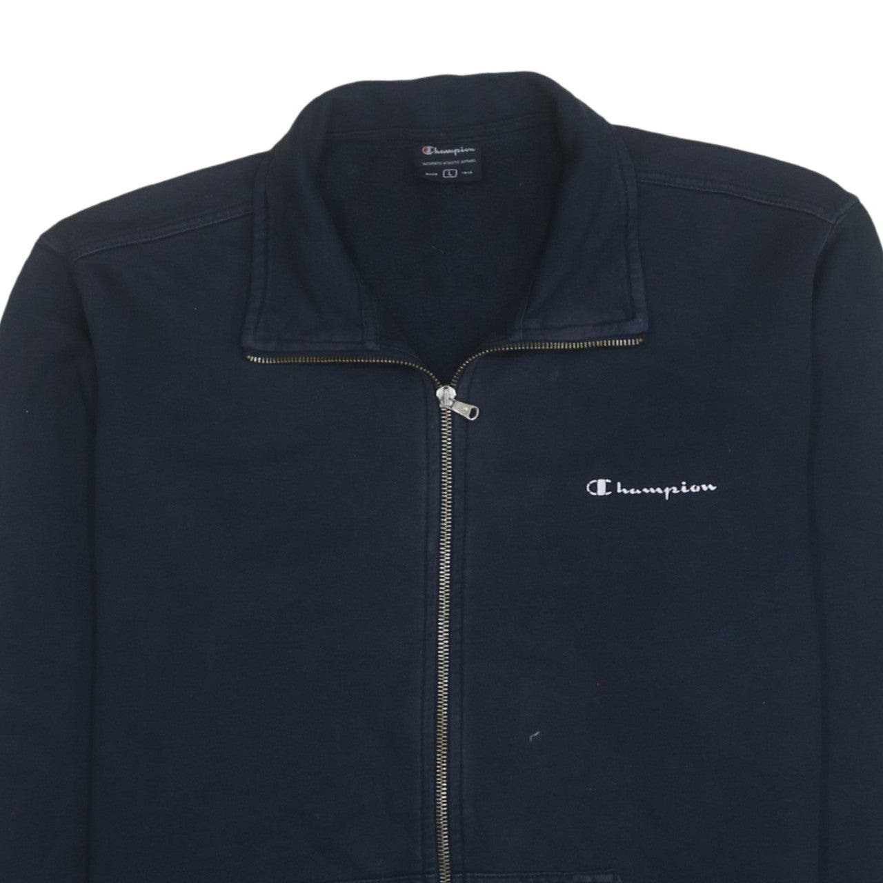 Champion Men's Blue Full Zip Collared Sweatshirt Size L