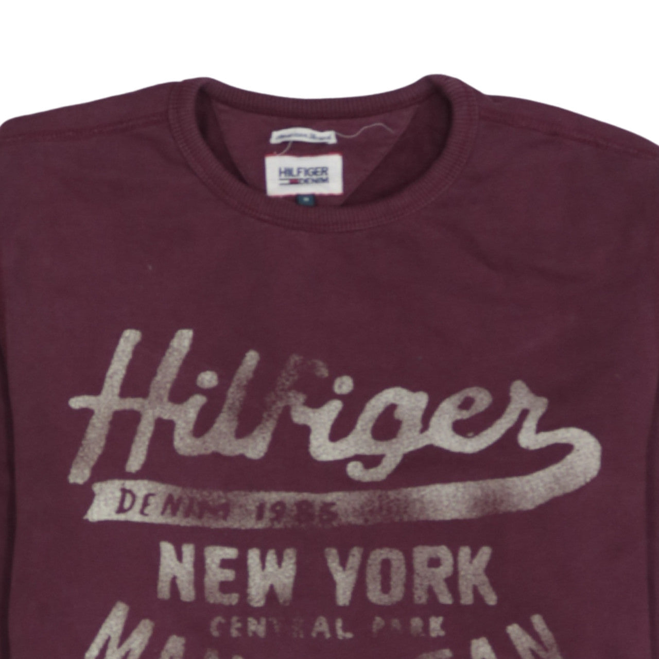 Tommy Hilfiger Men's Brown Logo Sweatshirt M Crew Neck Pullover