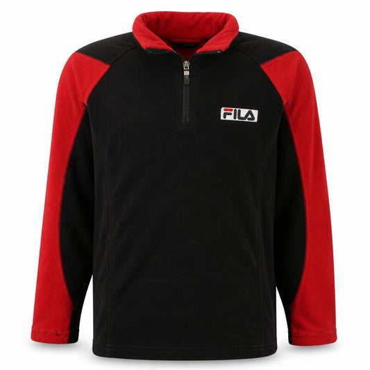 FILA Boys Black & Red Fleece 1/2 Zip Sweatshirt - Size 12 Years