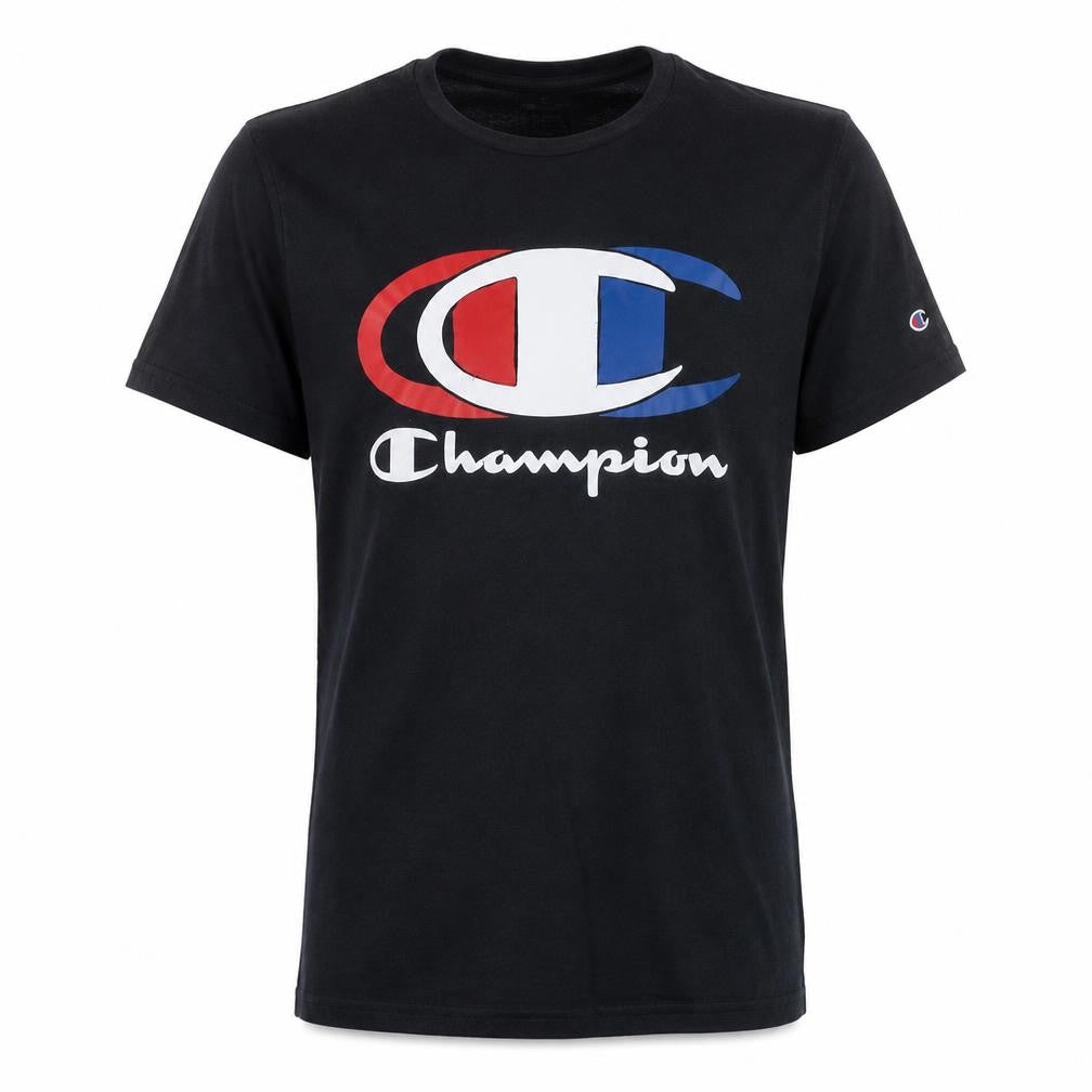 Champion Men's Black Medium Graphic Logo Cotton T-Shirt
